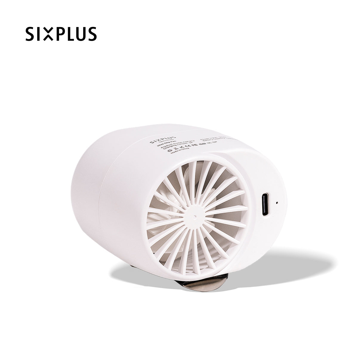 SIXPLUS クリップ付き扇風機  卓上　usb扇風機　小型扇風機　コンパクト　ポータブル　熱中症 暑さ対策（ホワイト/紺色こんいろ）