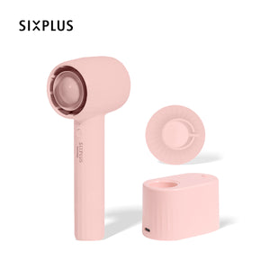 SIXPLUSのハンディー/デスクトップファン、充電ポートUSBファン、扇風機、首振り機能付き。コンパクトでポータブル（ホワイト）（ピンク） SIXPLUS