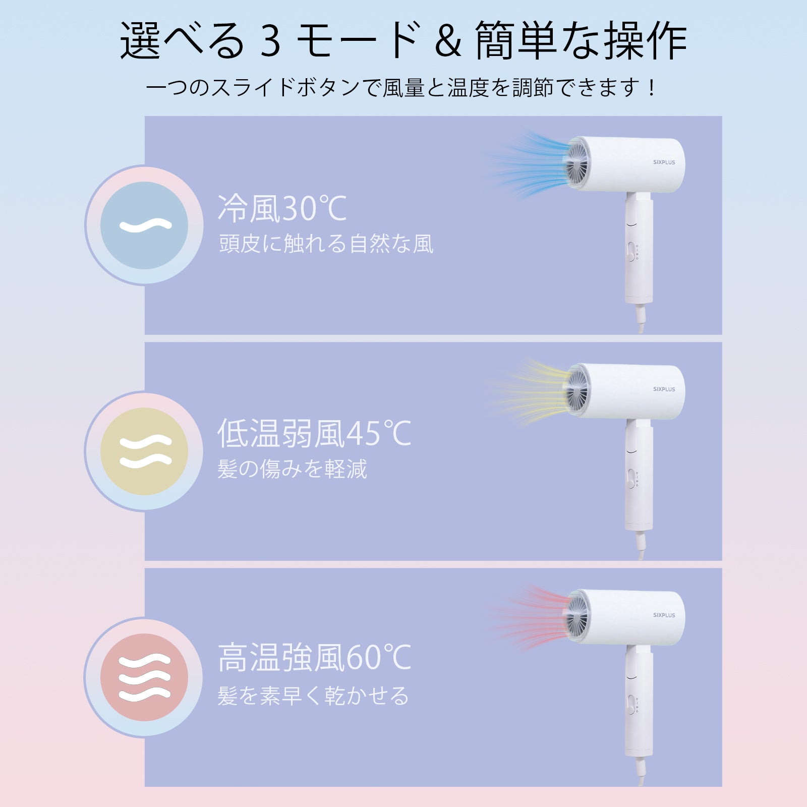 SIXPLUS Technology折り畳み式 ヘアドライヤー